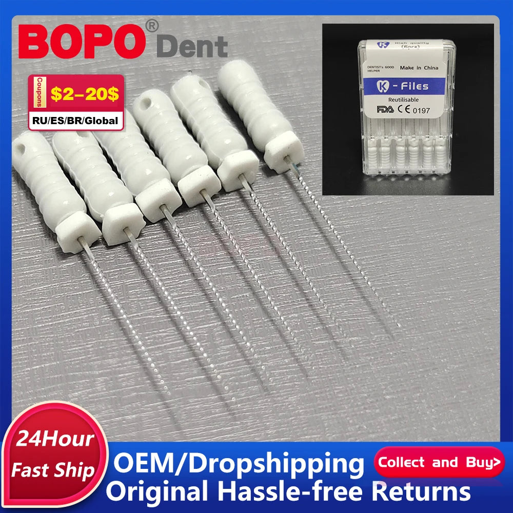 6Pcs/Pack Dental Hand Use K-Files 10# File 25mmStainless Steel Endodontic Root Canal File Lab Instruments Endomotor Laboratorio [DEN]