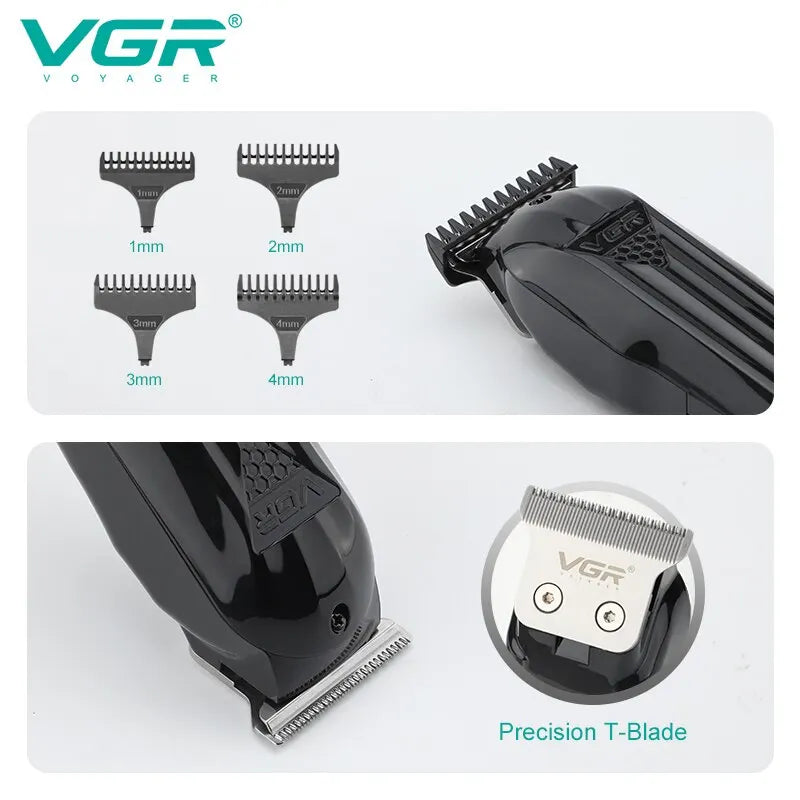 VGR Hair Trimmer Professional Hair Clipper Electric T-Blade Hair Cutting Machine 0mm LED Display Barber Trimmer for Men V-982 [HAI]