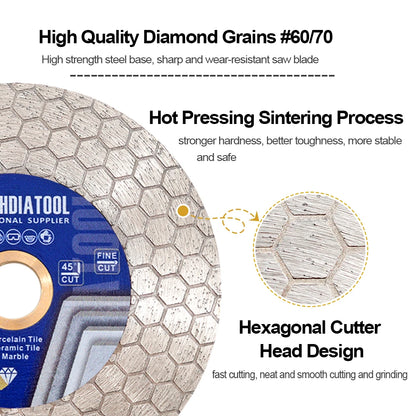 SHDIATOOL 1pc 105/115/125mm Diamond Cutting Grinding Disc Double Side Hex Granite Ceramic Marble Angle Grinder Cut Tile Plate [TPT]