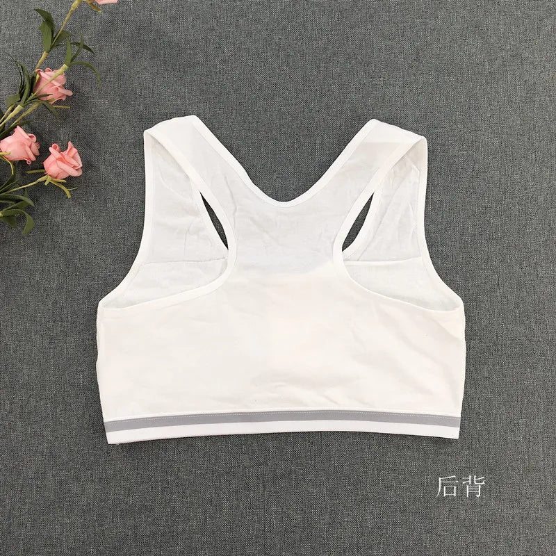 New Girls' Development Tank Bra Double-layer Summer Thin Training Bra Student Sports Tank Top Girls' Wrapped Bra 8-16Y [GRM] [UND]