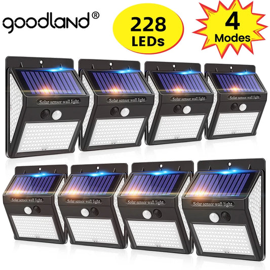 Goodland 228 144 LED Solar Light Outdoor Solar Lamp With Motion Sensor Solar Powered Sunlight Spotlights For Garden Decoration [SLG]