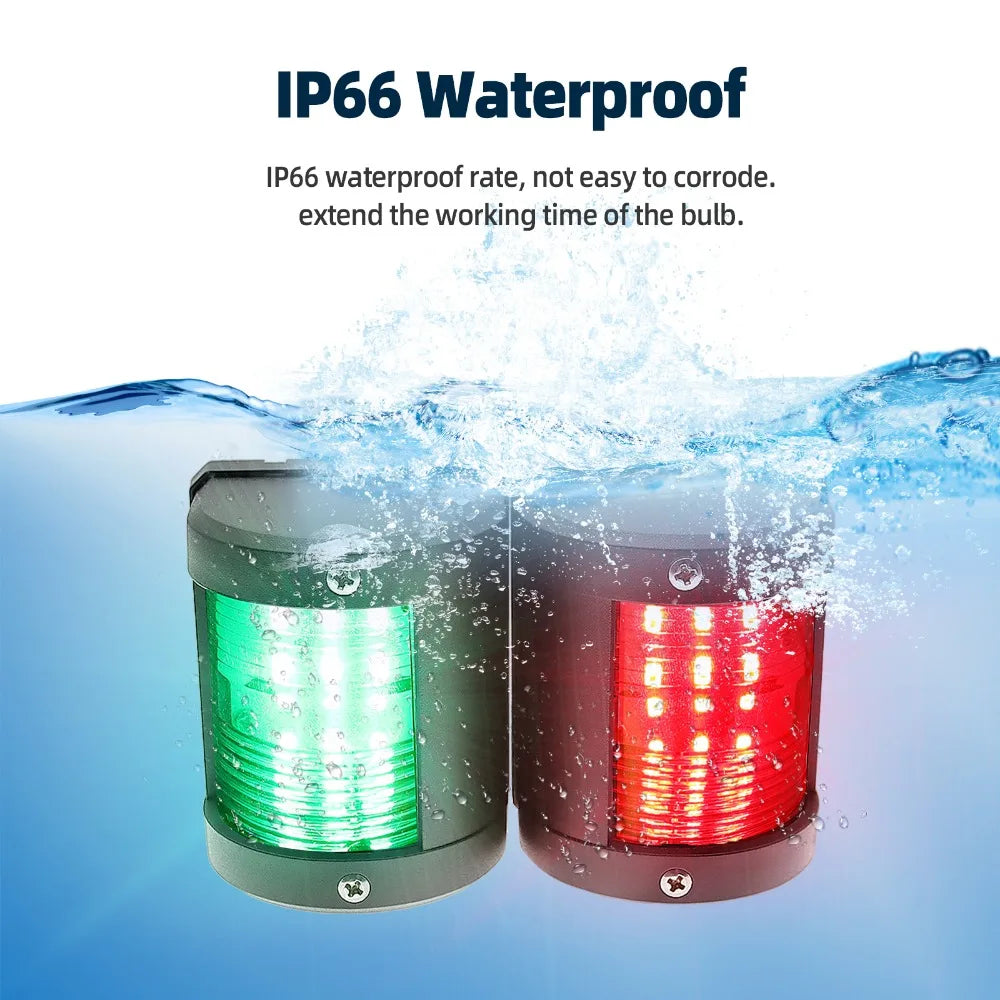 Marine Navigation Signal Lights Red Green LED Anchor Warning Light IP66 12V 24V Sailing Lamp for Speed Boat Styling Accessories [MRN]