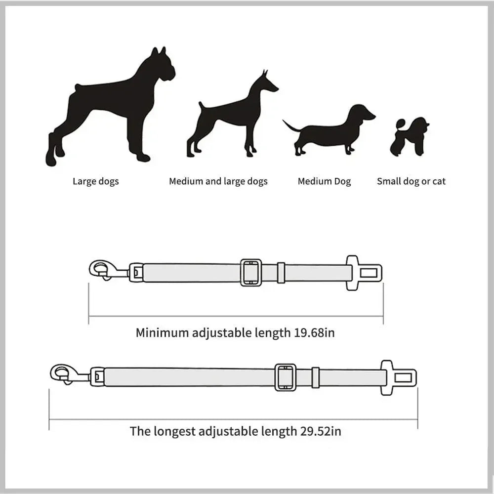 Adjustable Pet Cat Dog Car Seat  Belt Pet Seat Vehicle Dog Harness Lead Clip Safety Lever Traction Dog Collars Dog Accessoires [PET]