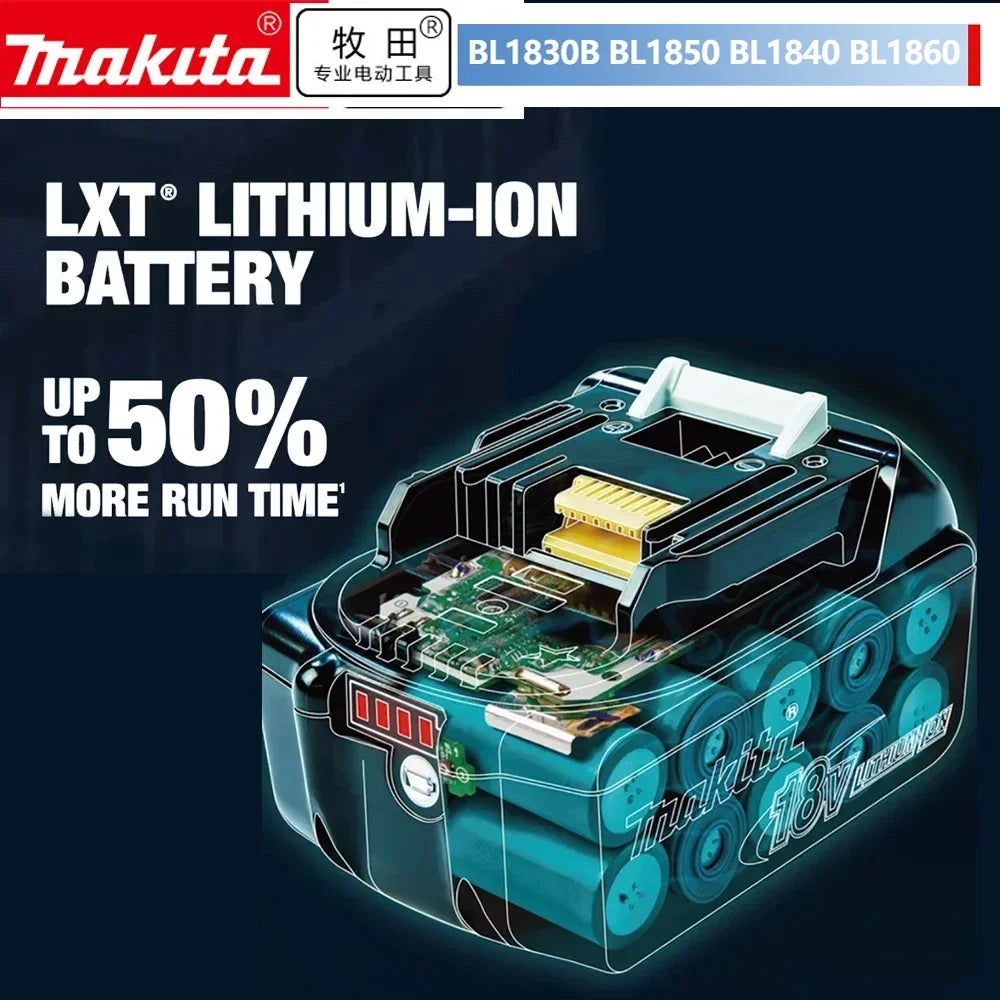 100% Original Makita Rechargeable Power Tool Battery, Replaceable LED Lithium-ion, 6.0 Ah 18V LXT BL1860B BL1860BL1850 BL1830 [BAT]