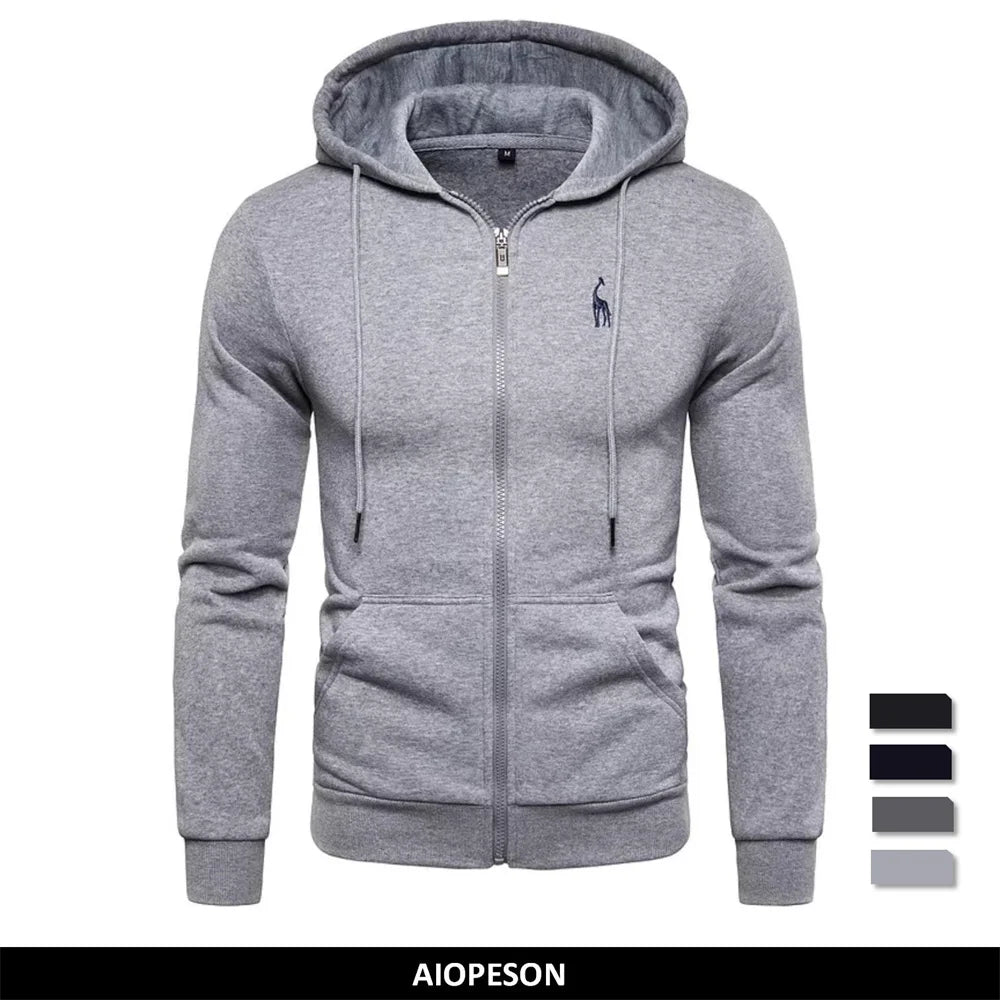 Autumn Winter Cotton Hoodied Mens Sweatshirts Solid Hoody Fleece Thick Hoodies Men Sportswear Zipper Sweatshirts Men [MEN]