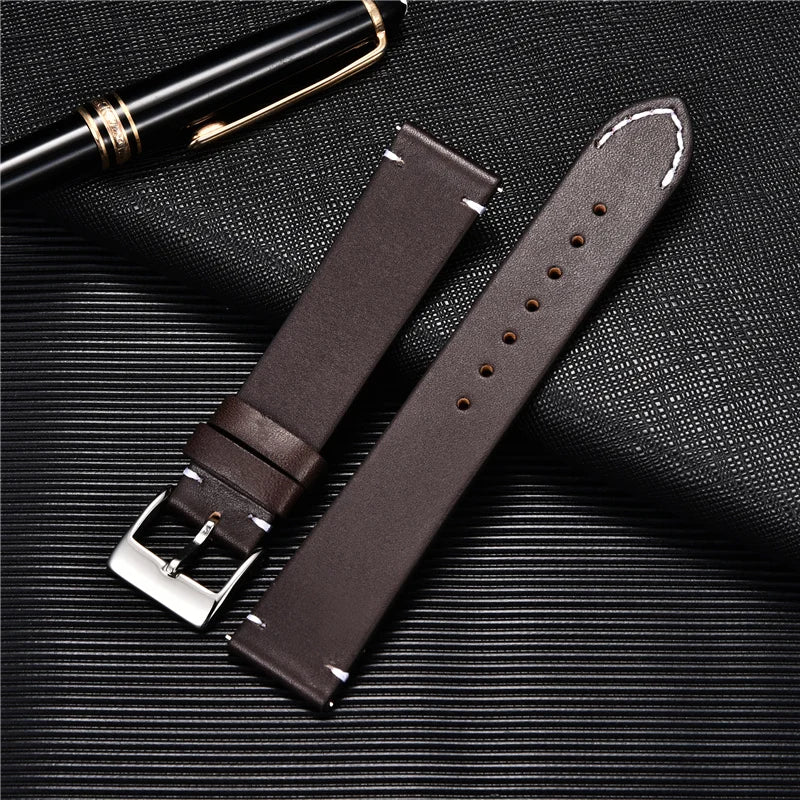 Quick Release Leather Watchbands 18mm 20mm 22mm 24mm Casual Belt Smart Watch Strap Soft Matte Bracelet Wrist Watch Band [SWH]