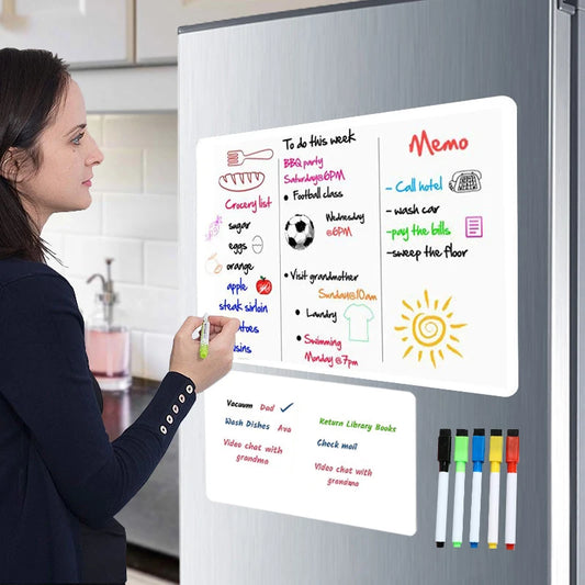 A3+A4 Magnetic Dry Erase Board Fridge Markers WhiteBoard Sheet Kitchen Erasable Flexible Refrigerator Magnet Memo Grocery List [MAG]