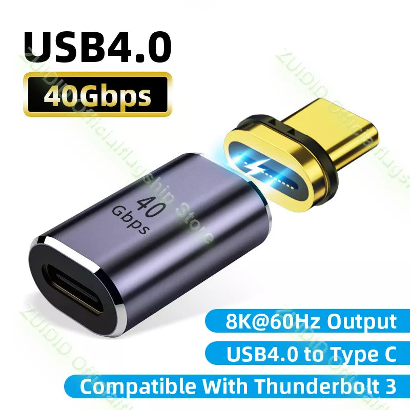 USB4.0 Thunderbolt3 Magnetic Adapter USB C To Type C 40Gbps 100W Fast Charging Magnet Converter Cable 8K@60Hz USB Type C Adapter [MOB]