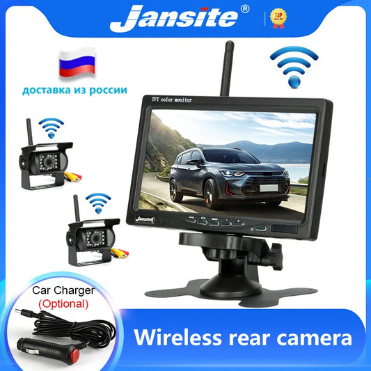 Jansite 7 inch Wireless Truck Camera For Trucks Bus RV Trailer Excavator Car Monitor Reverse Image Rear View Car Camera 12V-24V [CAR]