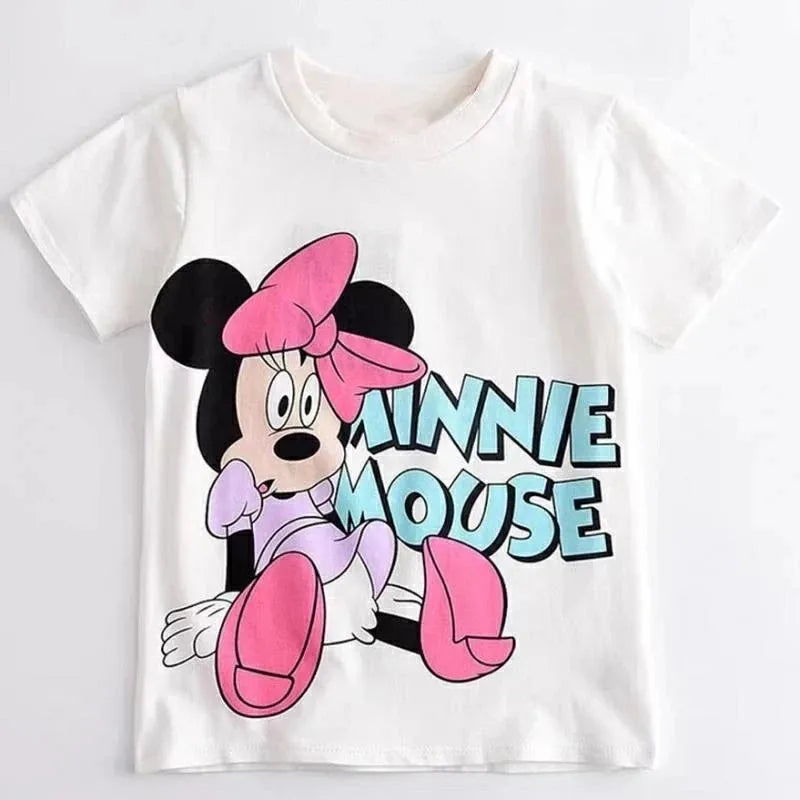 Teen Girls Minnie Printing Tees Summer Casual Loose Costume Brand Crew Neck Tops 2 3 4 5 6Kids New Fashion Cute Cartoon T-shirt [TSH]