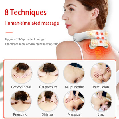 Smart Neck Massage Instrument Portable Shoulder Neck Massage Cervical Vertebra Health Care Vibrator Heating Relieve Pain Muscle [ADL]