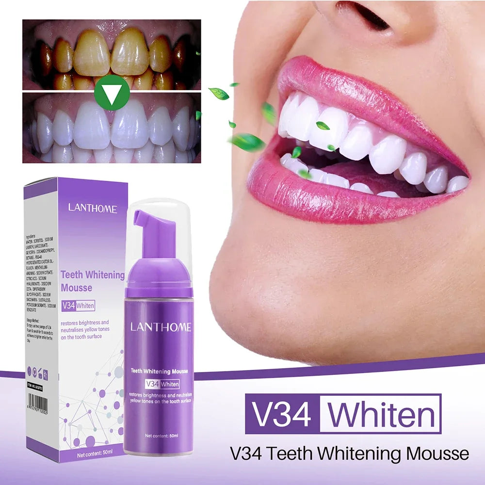 50ml Teeth Whitening Mousse Deep Cleaning Cigarette Stains Repair Bright Neutralizes Yellow Tones Dental Plaque Fresh Breath [DEN]