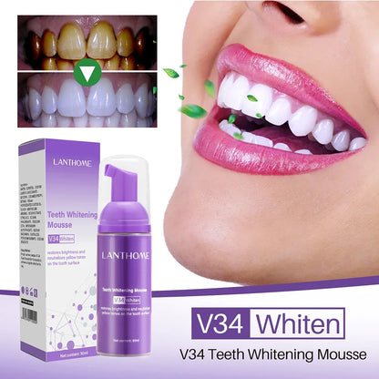 50ml Teeth Whitening Mousse Deep Cleaning Cigarette Stains Repair Bright Neutralizes Yellow Tones Dental Plaque Fresh Breath [DEN]