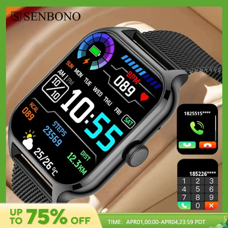 SENBONO New 1.91" Women Smartwatch Bluetooth Call Heart Rate Blood Oxygen Tracker Sport Smart Watch Women Men for IOS Androird [SWH]