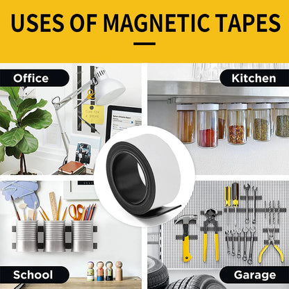 10/15/20/25/30/40/50x1.5mm  Self Adhesive Magnetic Tape Rubber Magnet Tape Strong Flexible Magnet Strip [MAG]