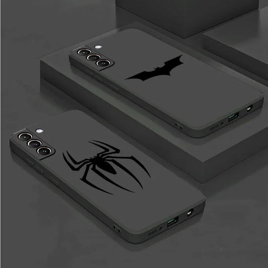 Comics Marvel SpiderMan Batman Case For Samsung Galaxy S23 Ultra S22 5G S21 FE S20 Plus S10 4G Note20 10 Black Soft Phone Cover [PHC]