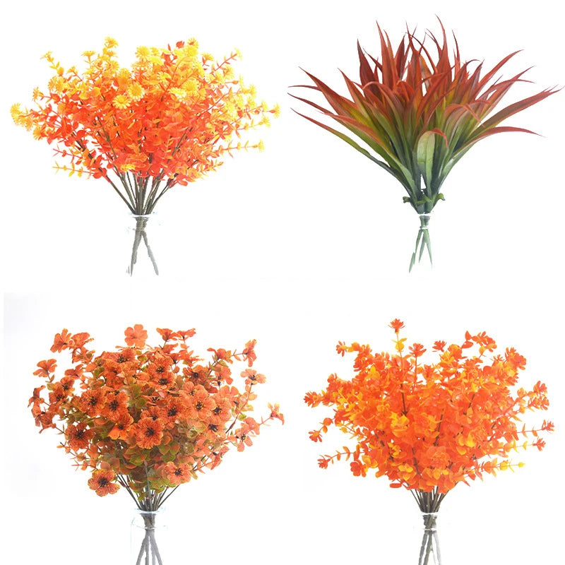 Gypsophila Artificial Flowers Eucalyptus Branch Babies Breath Fake Red Orange Flower Bouquet Home Wedding Decoration Autumn [FLW]