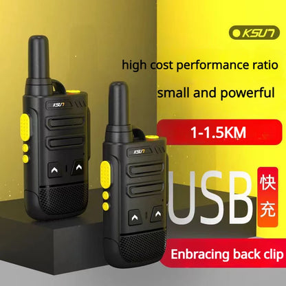 KSUN-Wireless Walkie Talkie Transmitter for Kids, Mini Two Way Radio, Rechargeable, Thin Uhf, 16 Channel, 2022SL [TEL]