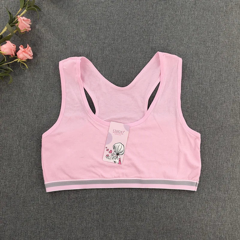 New Girls' Development Tank Bra Double-layer Summer Thin Training Bra Student Sports Tank Top Girls' Wrapped Bra 8-16Y [GRM] [UND]