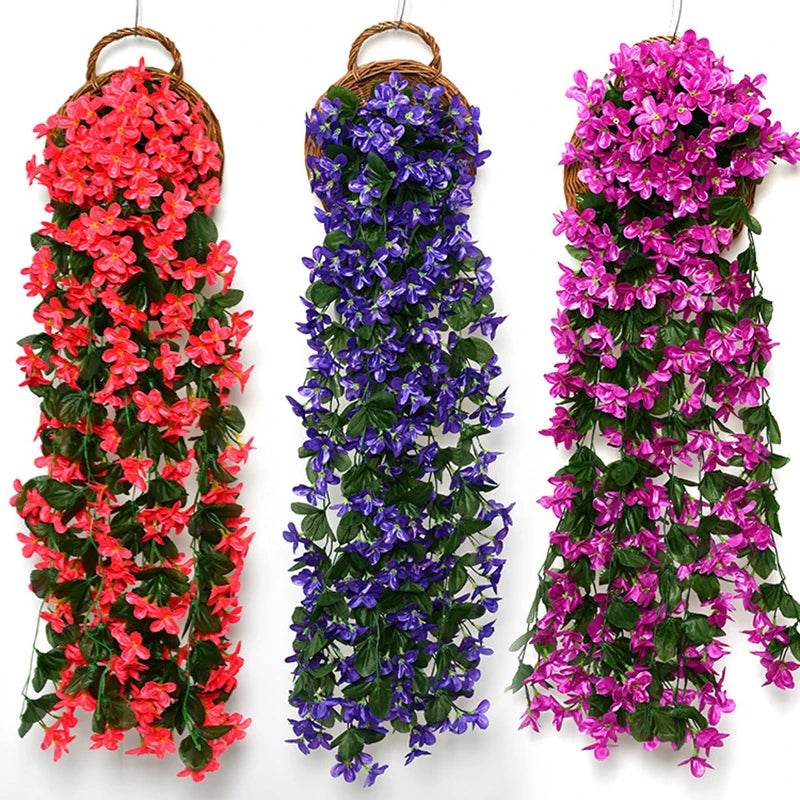 Violet Artificial Flower Wedding Party Decoration Simulation Valentine's Day Wall Hanging Basket Flower Orchid fake Flower [FLW]