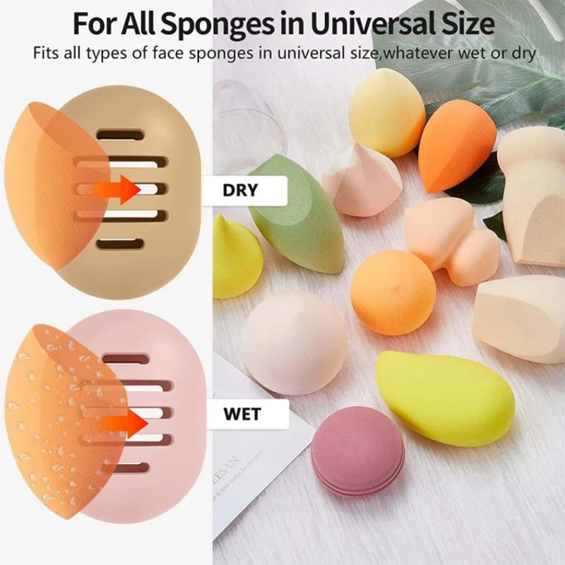 Makeup Sponge Holder Eco-Friendly Silicone Multi-hole Beauty Storage Case Travel Protable Cosmetic Puff Holder Box [CSM]