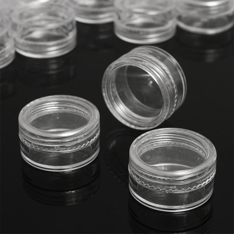 50pcs 5g Sample Clear Cream Jar Mini Cosmetic Bottles Containers Transparent Pot For Nail Arts Small Clear Can Tin For Balm [CSM]