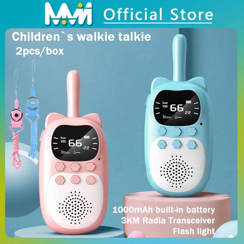 Kids Walkie Talkie 2PCS Electronic Toys Children Spy Gadgets Baby Radio Phone 3km Range Christmas Birthday Gift For Boys Girls [TEL]