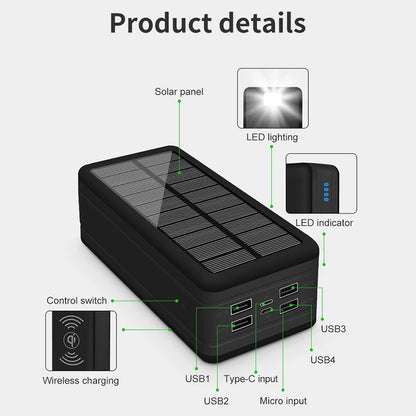 Xiaomi Solar Power Bank 100000mAh Solar Charging Mobile Phone Wireless Charging Large Capacity External Battery Fast Charging [SLG]