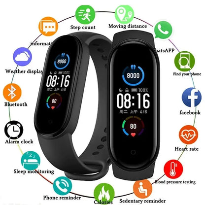 M5 Smart Watch Color Screen Step Counting Multi-Sport Mode Message Reminder Photography Music Remote Control Smart Band [SWH]