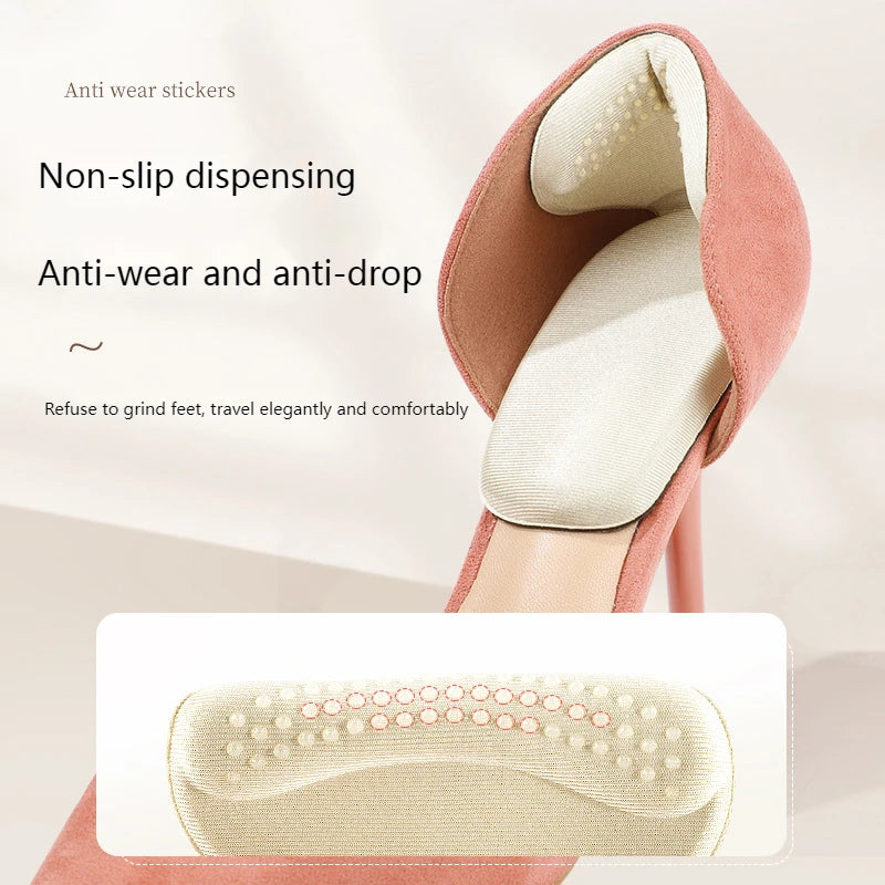 T Shape Sponge Heel Stickers Shoe Cushion Heel Protector for Shoes High Heels Inserts Heel Pads Shoe Adjuster Women Half Insoles [SHO]