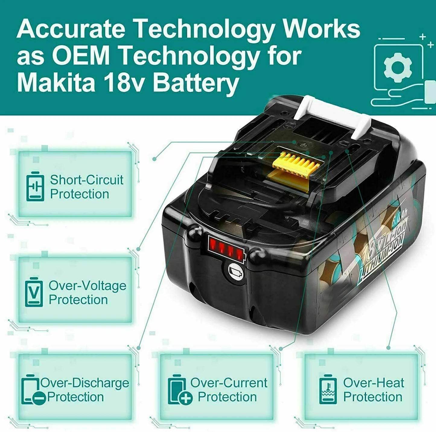 Battery 18v for Makita BL1860 BL1850B BL1850 BL1840 BL1830 screwdriver battery & charger 18v Replacement Power Tool Batteries. [BAT]