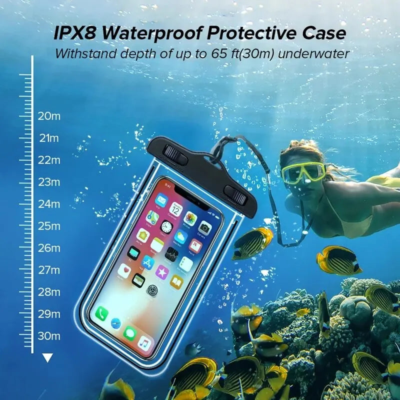 Waterproof Phone Case Swimming Water Proof Bag Universal Underwater Phone Protector Pouch PV Cover for iPhone 12 Pro Xs Max XR X [PHC]