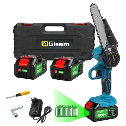 Gisam Battery Electric Chainsaw 6Inch Rechargeable Woodworking Saw Handheld Pruning Logging Saw Garden Power Tool for Makita 18V [TOL]