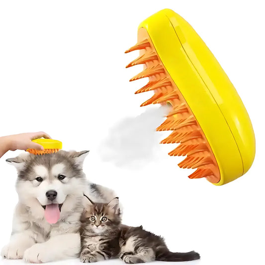 Steamy Dog Brush Electric Spray Cat Hair Brush 3 in1 Dog Steamer Brush for Massage Pet Grooming Removing Tangled and Loose Hair [PET]