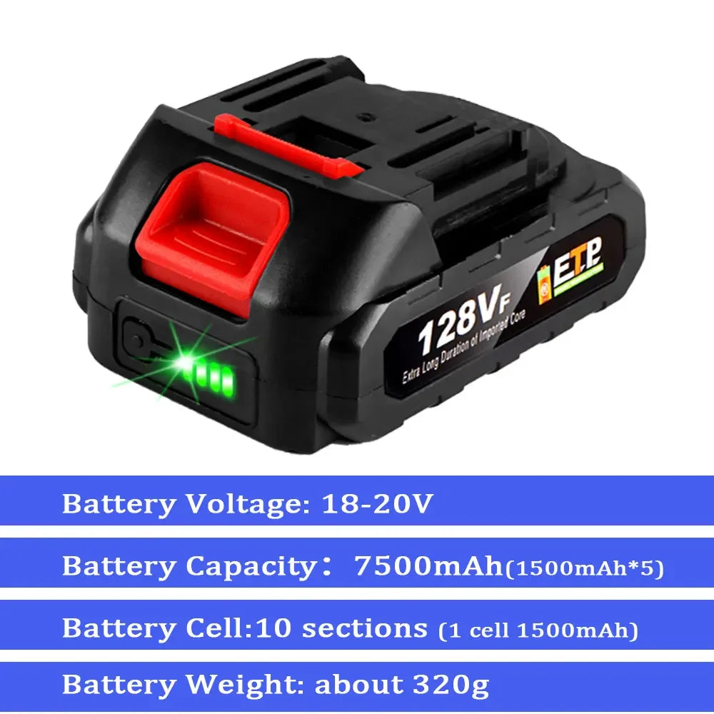 18V Rechargeable Lithium Ion Battery High Capacity with Battery Indicator for Makita Cordless Electric Power Tool Battery EU Plug [BAT]