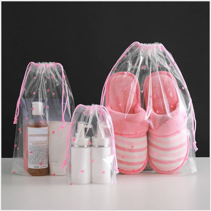 1pcs Transparent Drawstring Storage Bag Clothes Underwear Shoes Organizer Pouch Travel Toiletries Cosmetic Cartoon Storage Bag [CSM]