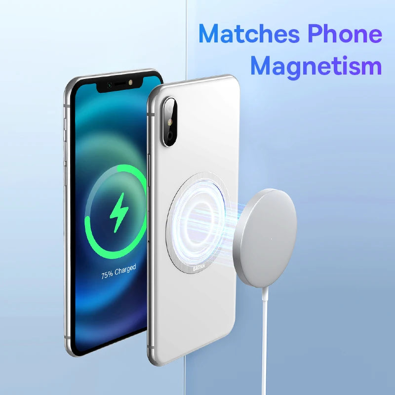 Baseus 2PCS Magnetic Metal Ring for iPhone 15 14 13 12 11 Pro Max Plus MagSafe Magnet for Samsung Xiaomi Wireless Charging Plate [PHH]