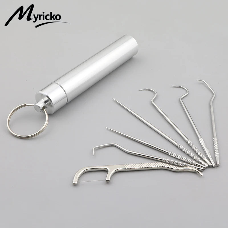 Dental Mirror Stainless Steel Dental Instrument Dentist Tool Set Probe Tooth Care Kit Tweezer Hoe Sickle Scaler [DEN]