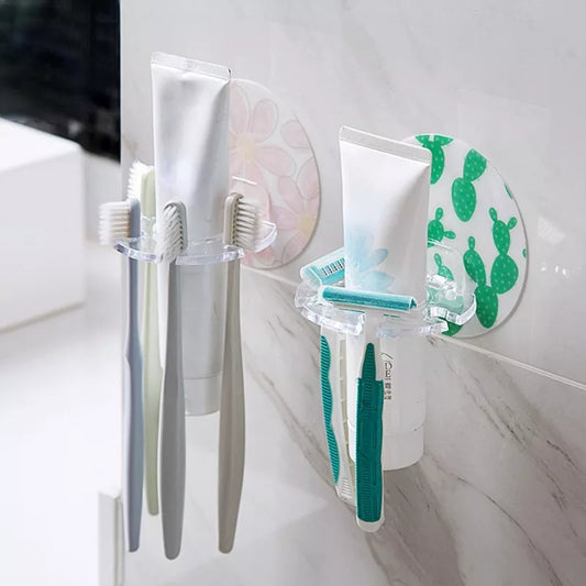 1PC Plastic Toothbrush Holder Toothpaste Storage Rack Razor Toothbrush Dispenser Bathroom Storage Rack Bathroom Accessories Tool [DSP]