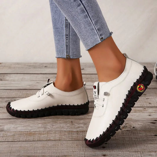 Sneakers Women Shoes Loafers Lace Up Leather Flat New Spring 2024 Casual comfortable Mom Shoe Mujer Zapatos Chaussure Femme [SHO]