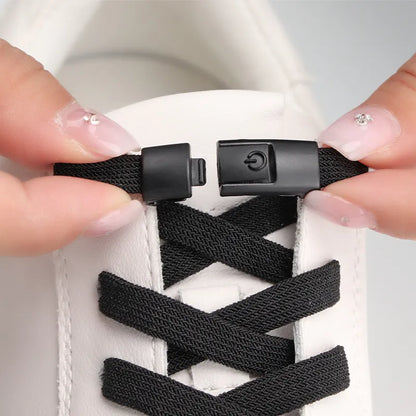 Press Lock Shoelaces Without ties Colorful Lock Elastic Laces Sneakers Kids Adult Flats No Tie Shoe laces for Shoes Accessories [SHO]