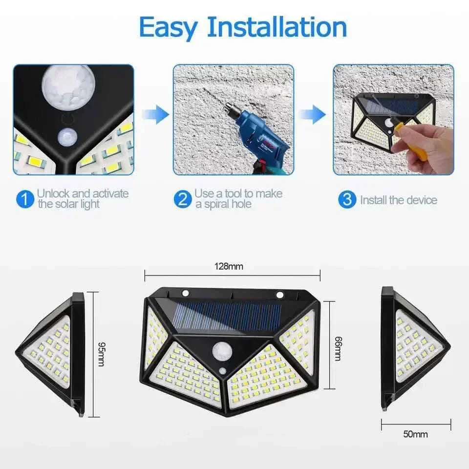 100 LED Solar Wall Lights 1/2/4Pcs Outdoor Solar Lamp PIR Motion Sensor Solar Powered Sunlight Street Light for Garden Light [SLG]