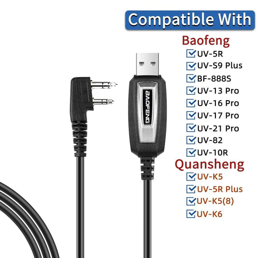 USB Programming Cable With CD for Baofeng UV-5R 82 888S UV-S9PLUS UV-13 16 17 21 Pro Quansheng UV-K5 5R Plus Walkie Talkie Radio [TEL]