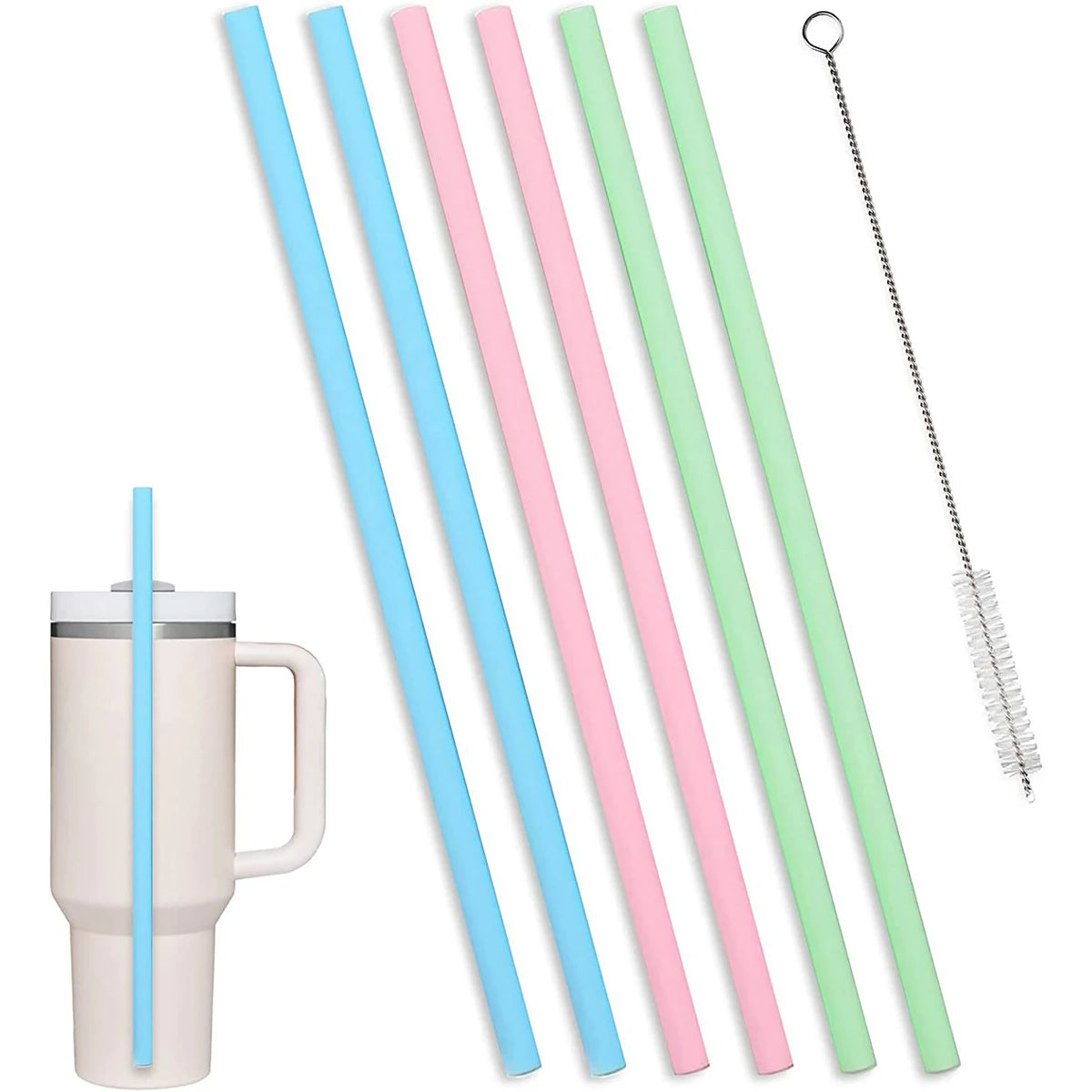 6Pack Replacement Straws for Stanley Cup Adventure Quencher Travel Tumbler with Cleaning Brush for Stanely Cup [MUG]