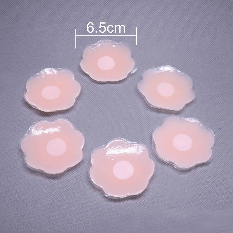 Reusable Invisible Self Adhesive Silicone Breast Chest Nipple Cover Bra Pasties Pad Petal Mat Stickers Accessories For Women [GRM] [UND]