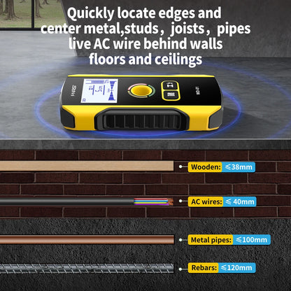 FNIRSI WD-01 Metal Detector Wall Detector Scanner Wooden AC Wires Metal Pipes Rebars Detecting Tool Indicator Light Positioning [MTL]