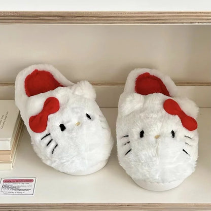 Sanrio Plush Slippers Hello Kittys Kawaii Cute Student Autumn Winter Bedroom Soft Padded Plush Bedroom Aldult Shoes Girls Xmas [SHO]