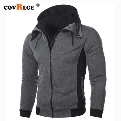 Zipper Men Jacket Autumn Winter Casual Fleece Coats Bomber Jacket Scarf Collar Fashion Hooded Male Outwear Slim Fit Hoody  [MEN]