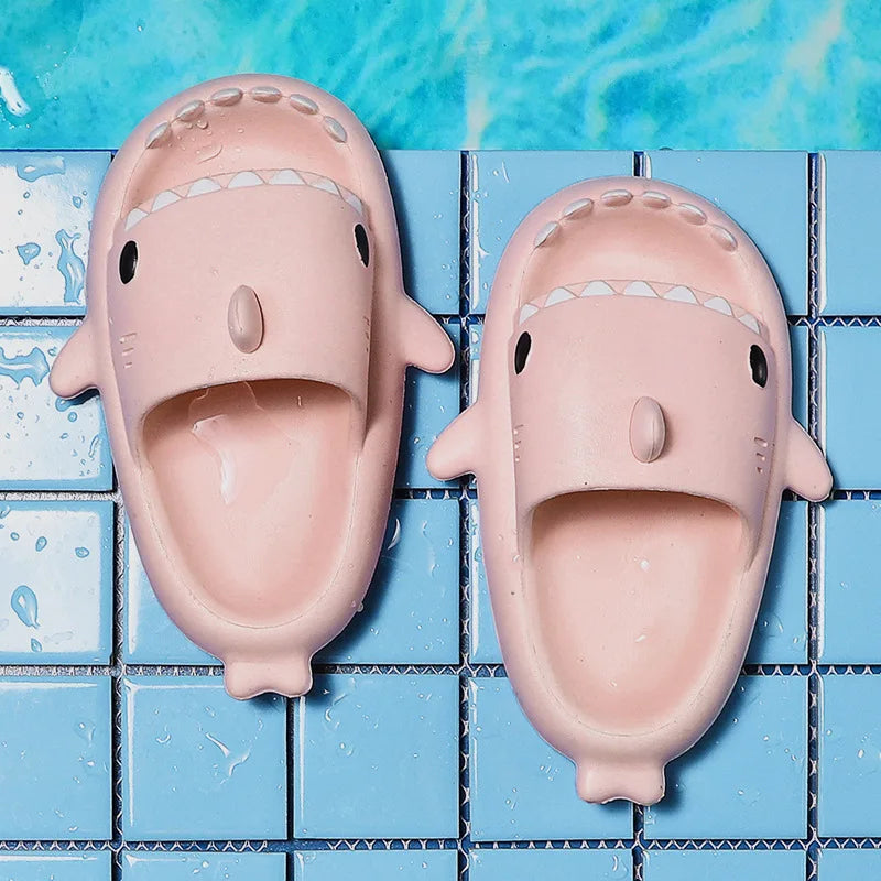 Summer Shark Slippers Lightweight Women Shark Slides Men Bathroom Flip Flops Home Anti-skid Flat Shoes Couple Children's Sandals [SHO]