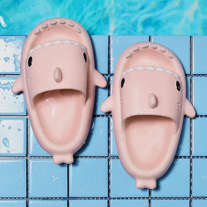 Summer Shark Slippers Lightweight Women Shark Slides Men Bathroom Flip Flops Home Anti-skid Flat Shoes Couple Children's Sandals [SHO]